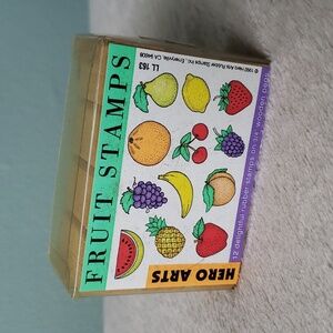 Rubber Stamp Fruit Stamps Set •12 Cullinary/Food Wooden Rubber Stamps• HERO ARTS